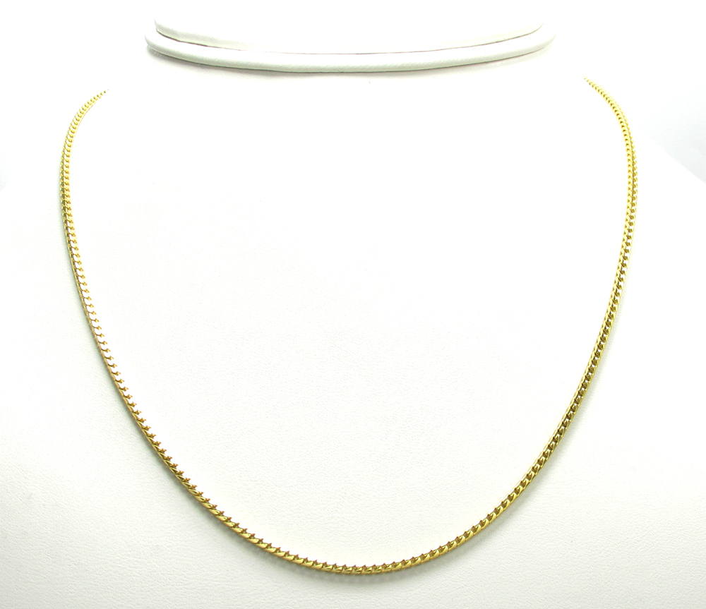 10k yellow gold solid skinny franco link chain 18-24 inch 1.7mm - Image 6