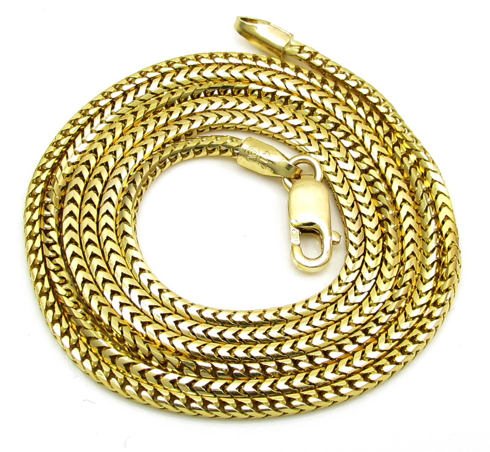 10k yellow gold solid skinny franco link chain 18-24 inch 1.5mm