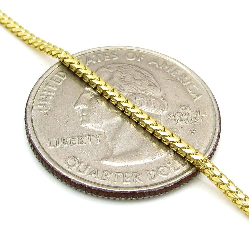 10k yellow gold solid skinny franco link chain 18-24 inch 1.5mm