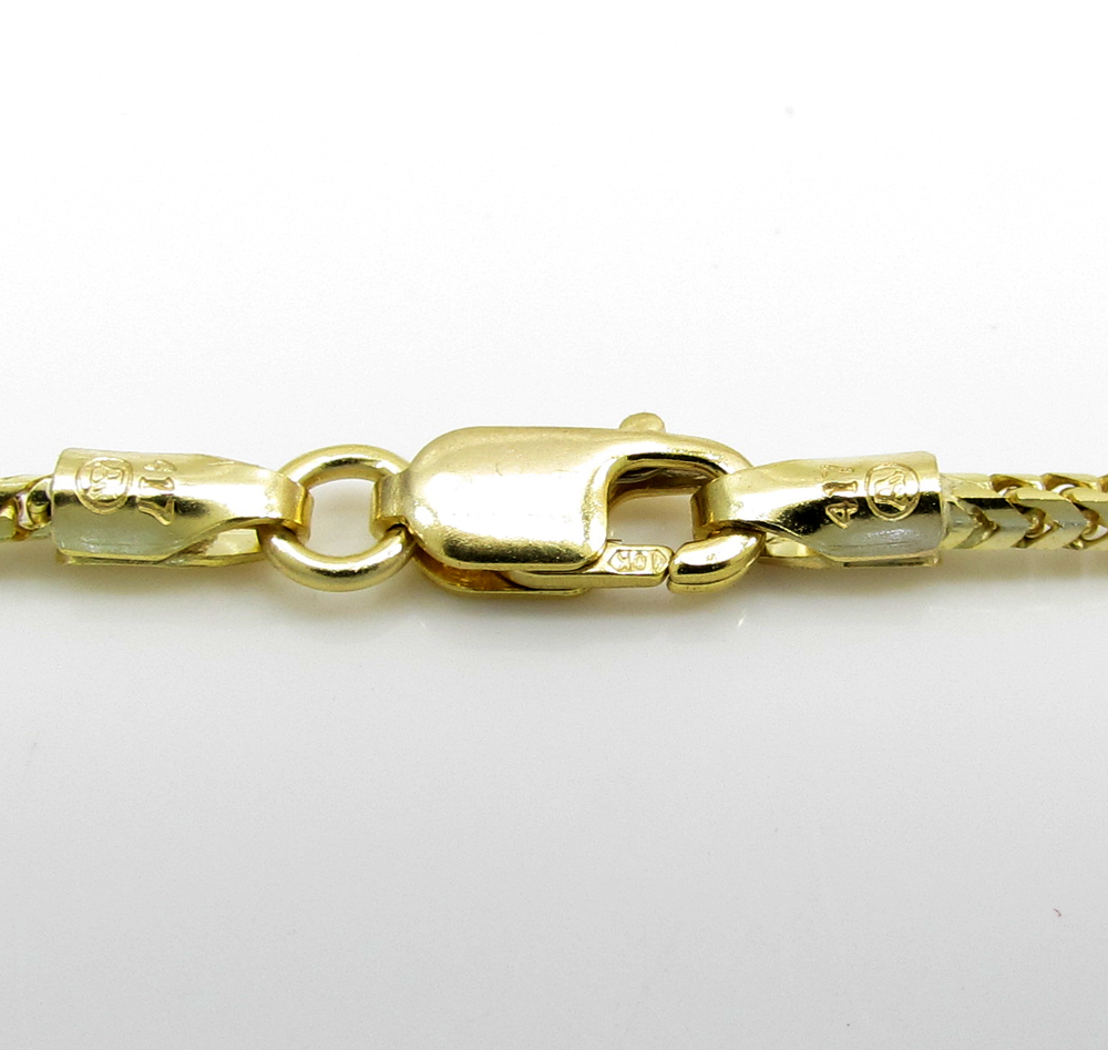 10k yellow gold solid skinny franco link chain 18-24 inch 1.5mm