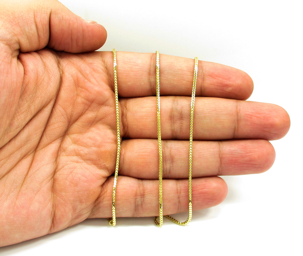 10k yellow gold solid skinny franco link chain 18-24 inch 1.5mm