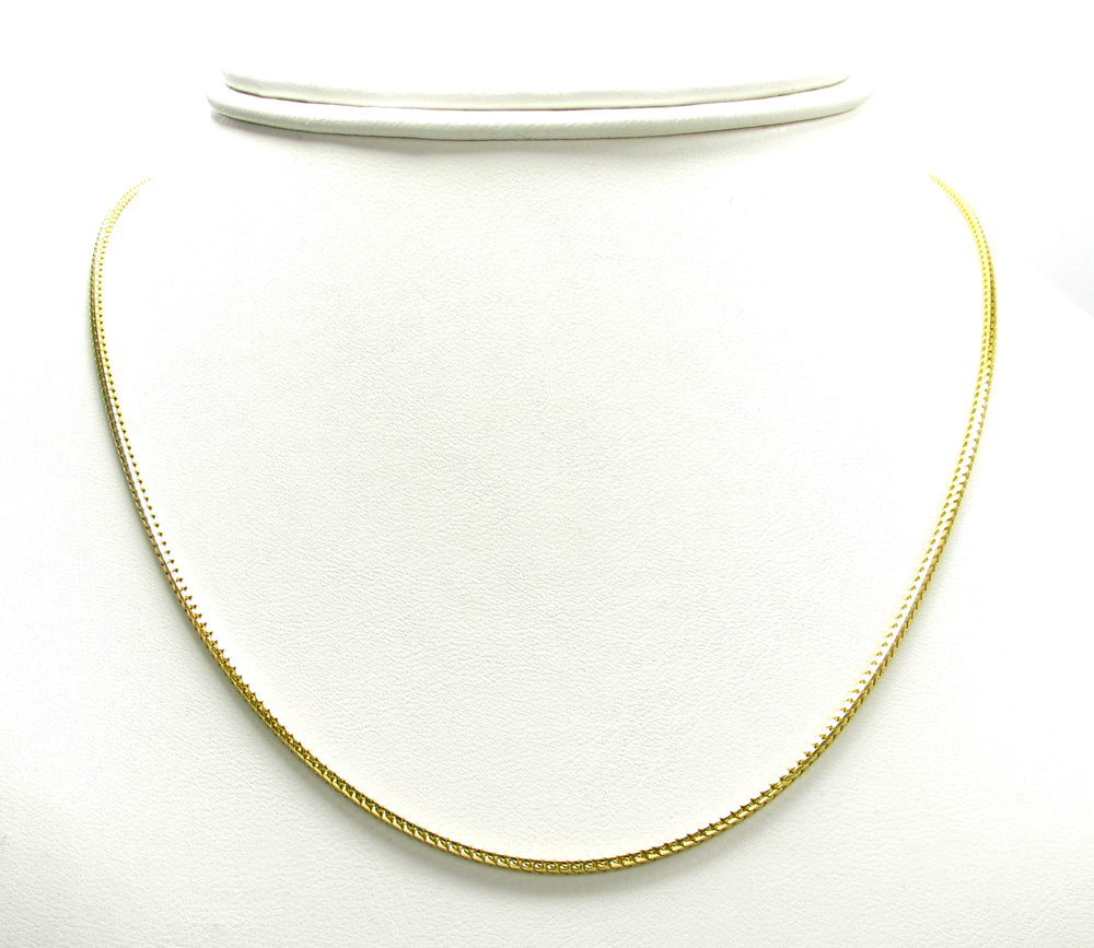 10k yellow gold solid skinny franco link chain 18-24 inch 1.5mm - Image 6