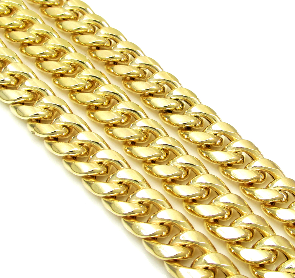 10k yellow gold hollow cuban miami chain 20-30 inch 6mm