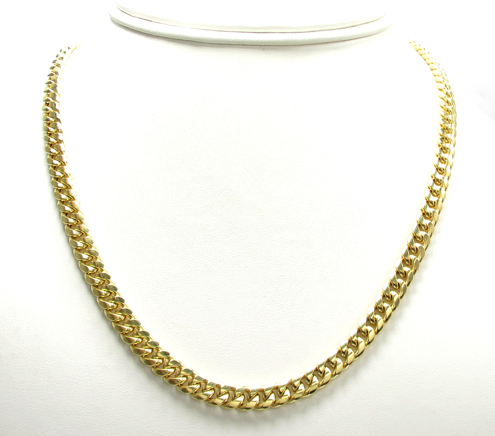 10k yellow gold hollow cuban miami chain 20-30 inch 6mm
