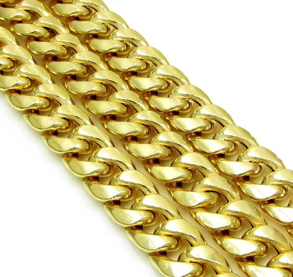 10k yellow gold thick hollow miami chain 20-26