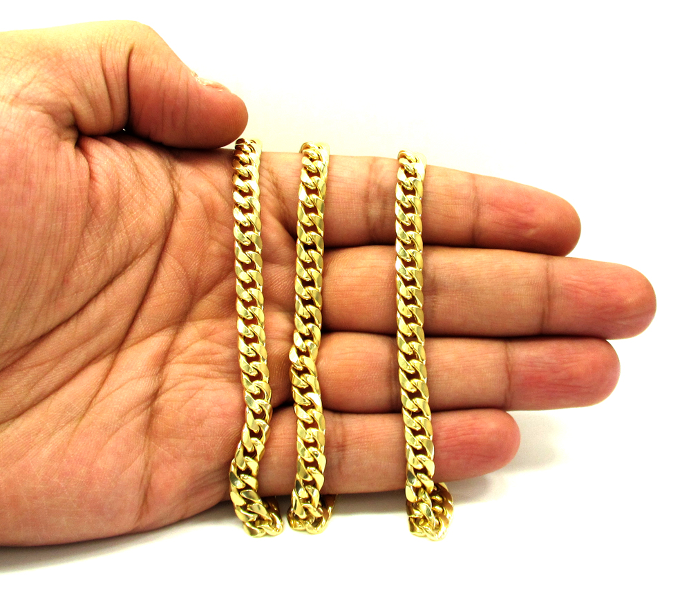 10k yellow gold thick hollow miami chain 20-26