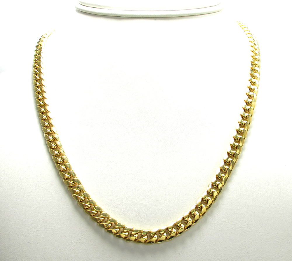 10k yellow gold thick hollow miami chain 20-26