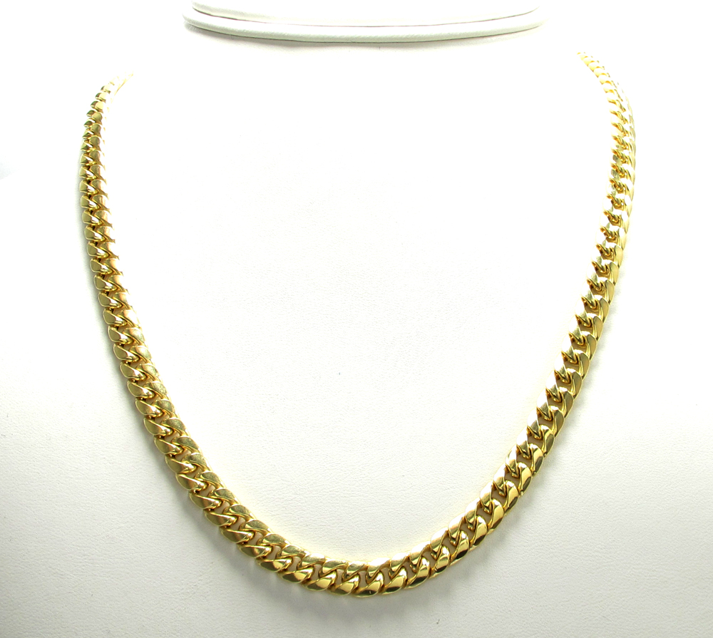 10k yellow gold thick hollow miami chain 20-30 inch 6.7mm