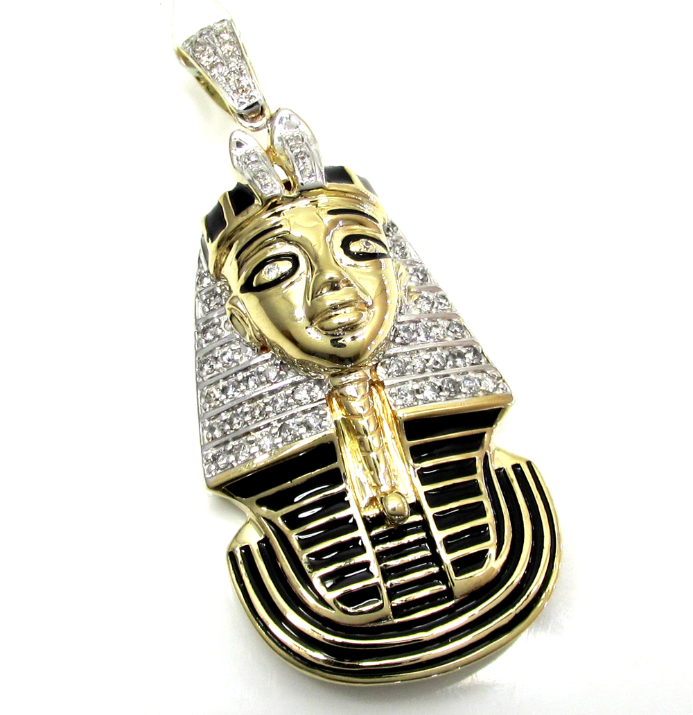 10k yellow and white gold pharaoh sphinx pendant .57ct
