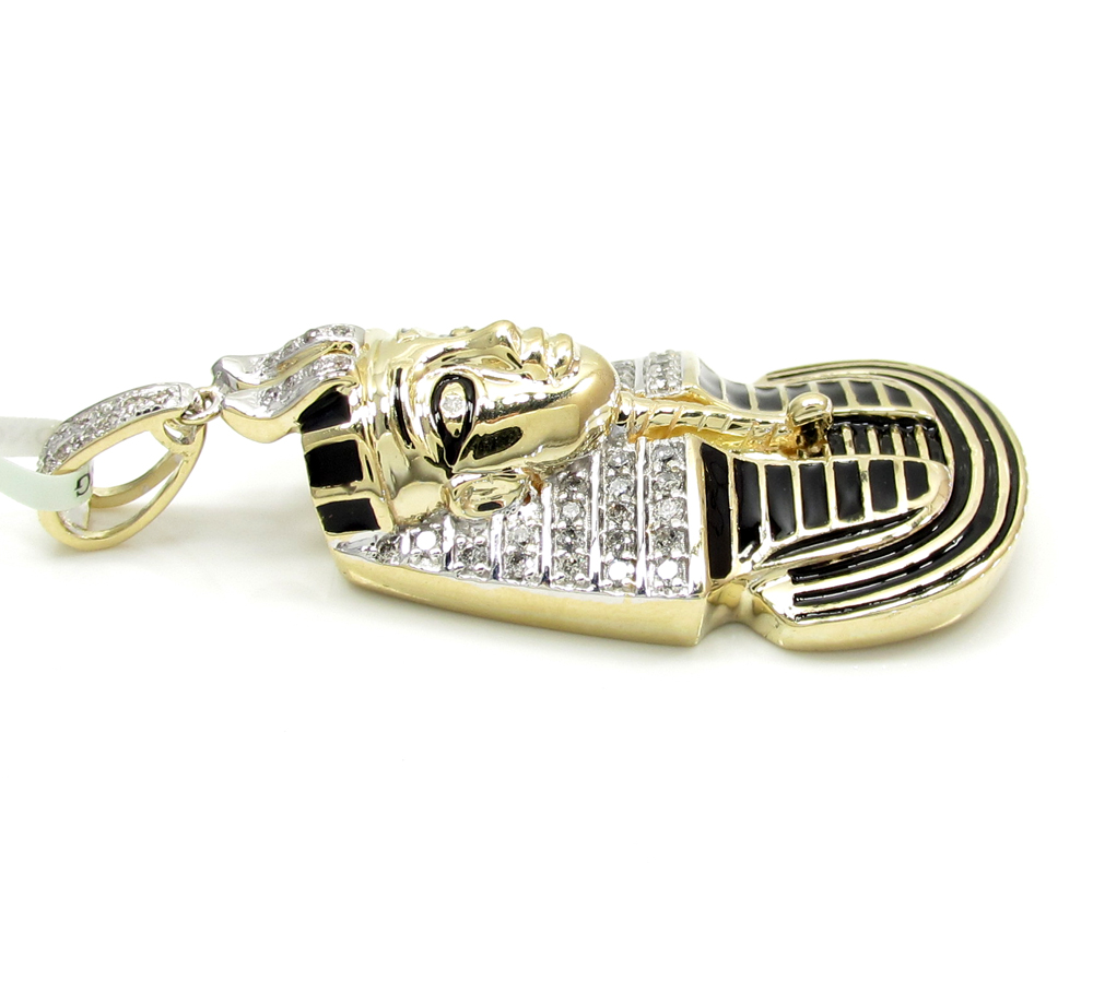 10k yellow and white gold pharaoh sphinx pendant .57ct - Image 3