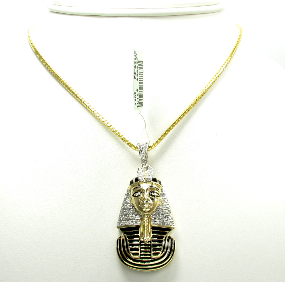 10k yellow and white gold pharaoh sphinx pendant .57ct