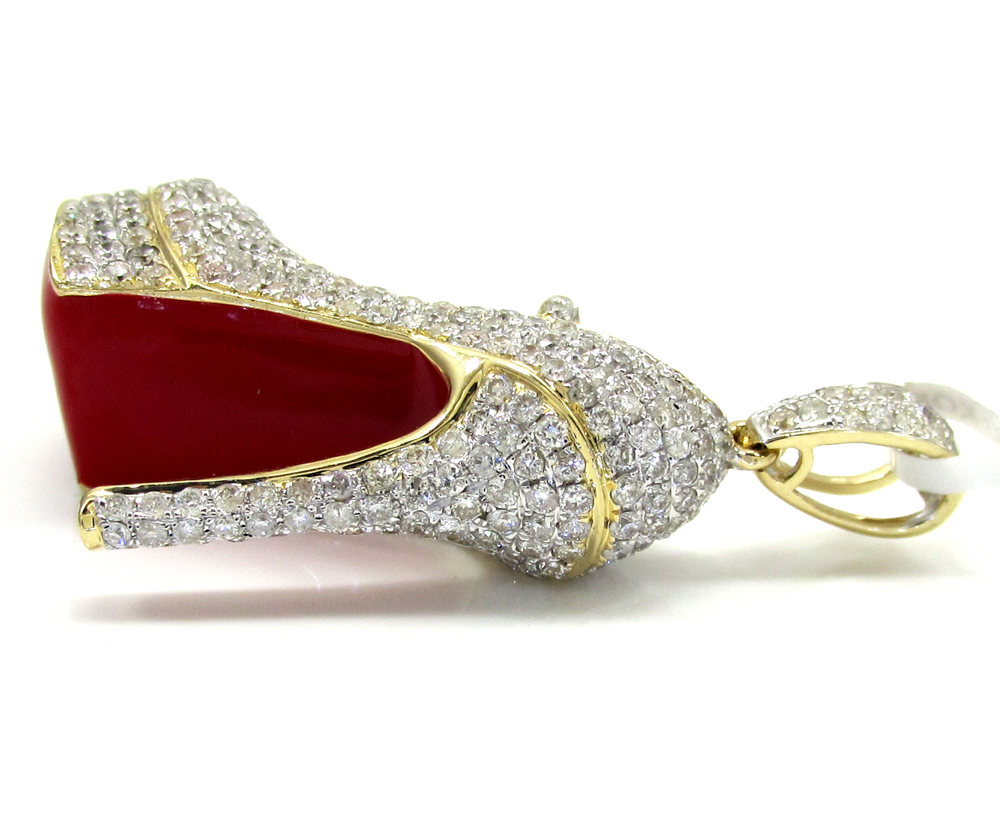 14k yellow gold red bottom stiletto heel shoe 2.90ct