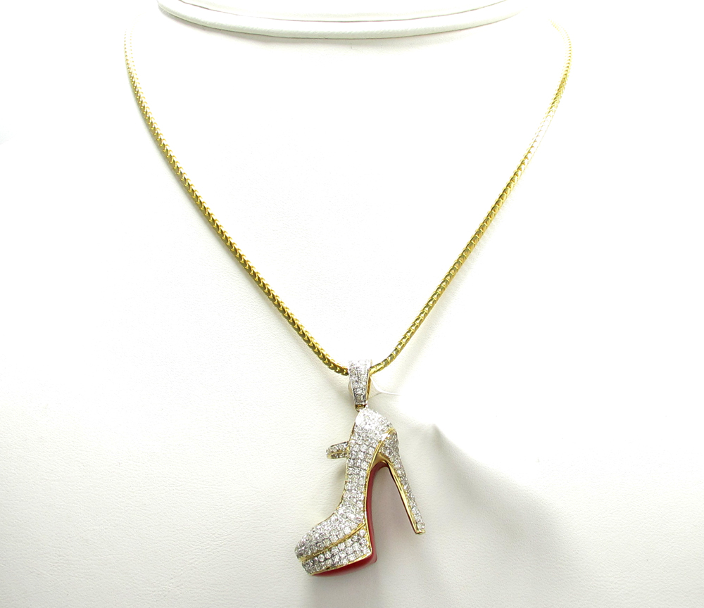 14k yellow gold red bottom stiletto heel shoe 2.90ct