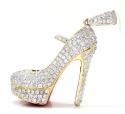 14k yellow gold red bottom stiletto heel shoe 2.90ct