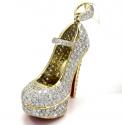 14k yellow gold red bottom stiletto heel shoe 2.90ct