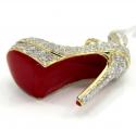 14k yellow gold red bottom stiletto heel shoe 2.90ct