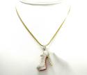 14k yellow gold red bottom stiletto heel shoe 2.90ct