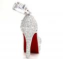 14k white gold red bottom stiletto heel shoe 2.88ct