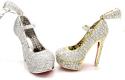 14k white gold red bottom stiletto heel shoe 2.88ct