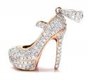 14k rose,white, yellow gold red bottom stiletto heel shoe 1.96ct