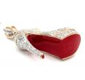 14k rose,white, yellow gold red bottom stiletto heel shoe 1.96ct