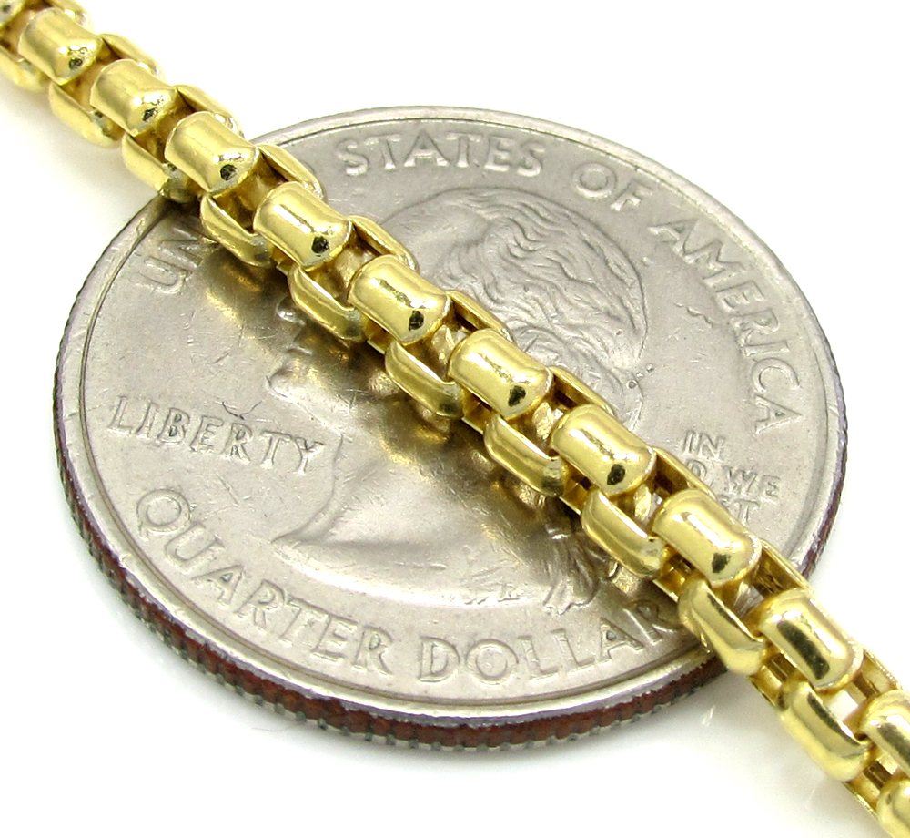 10k yellow gold venetian box chain 22-26 inch 3.5mm