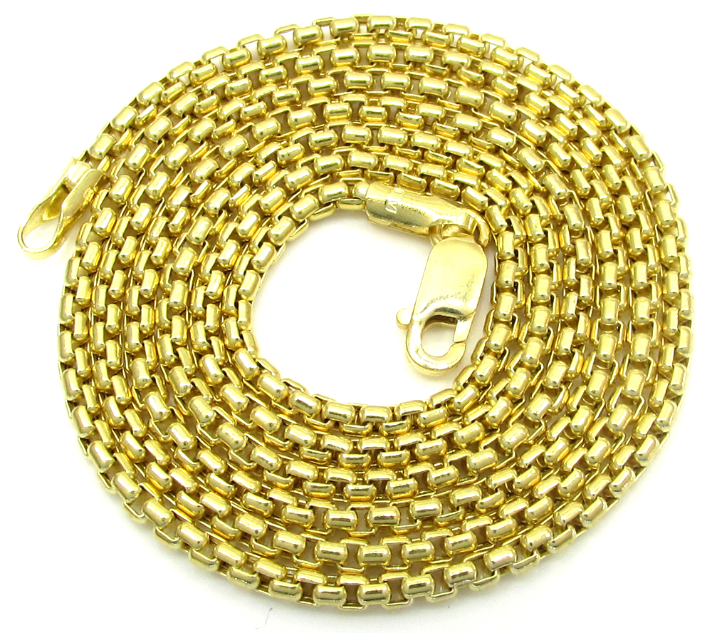 10K Yellow Gold Solid Womens 2mm Venetian Rounded Box Chain Pendant Necklace 16/"