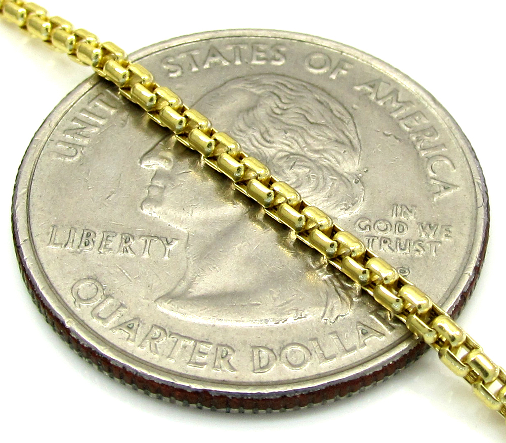 10k yellow gold skinny venetian box chain 22-24 inch 2.0mm