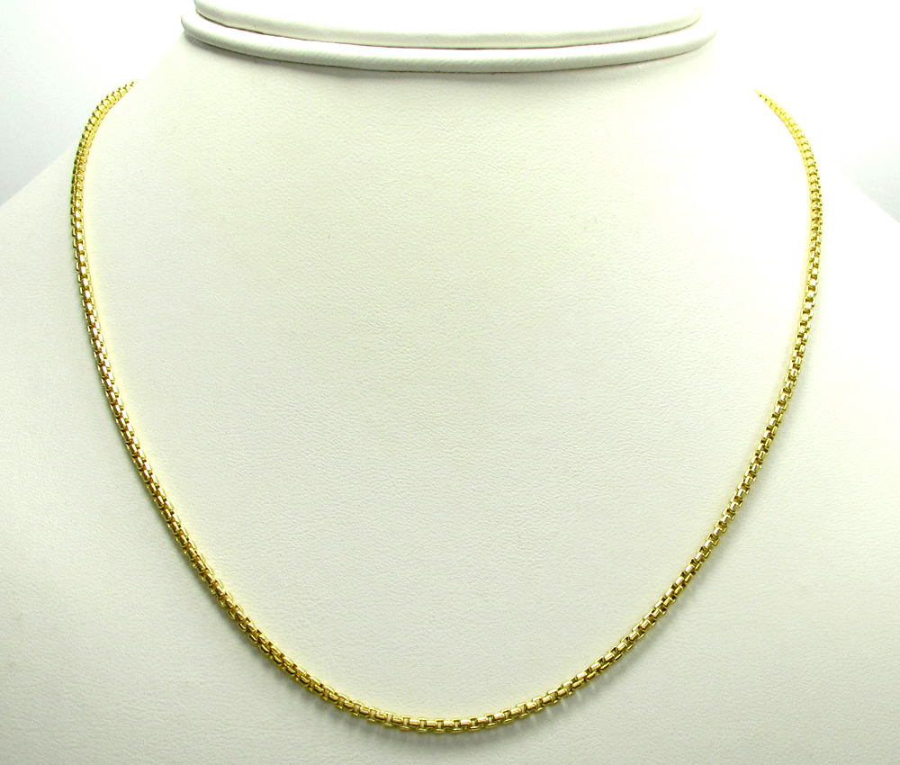 10k yellow gold skinny venetian box chain 22-24 inch 2.0mm