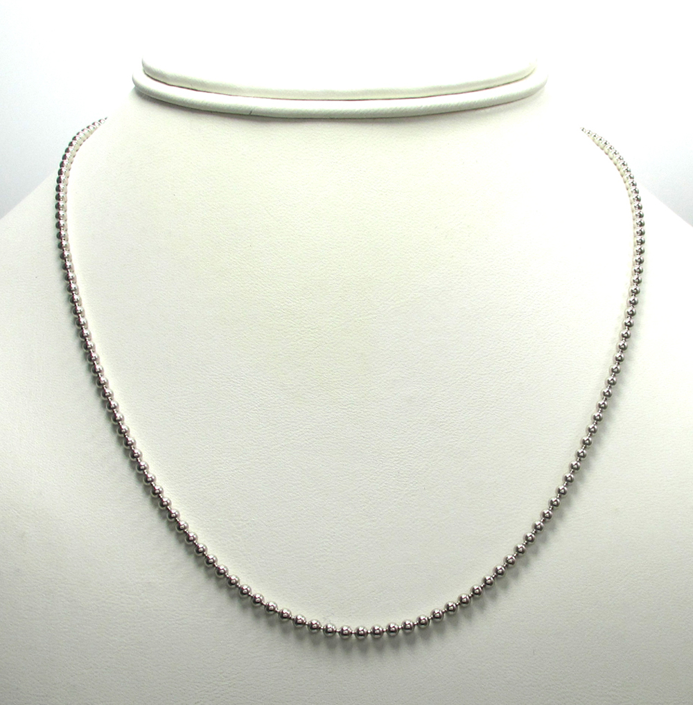 10k white gold smooth bead link chain 20-28 inch 2.2mm - Image 6