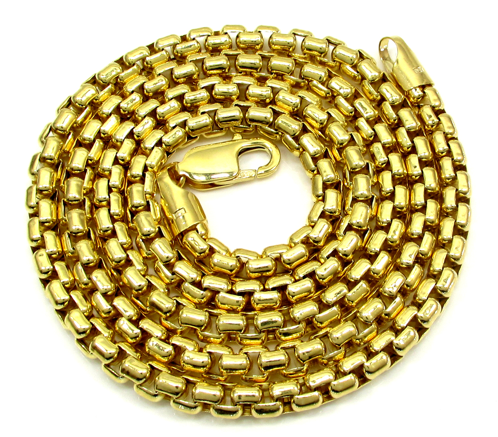 10k yellow gold thick venetian box chain 22-28 inch 5.0mm