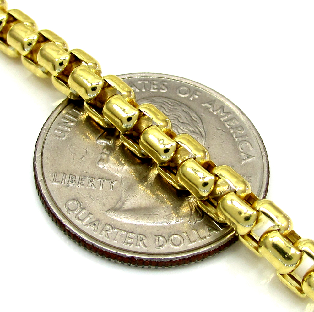 10k yellow gold thick venetian box chain 22-28 inch 5.0mm