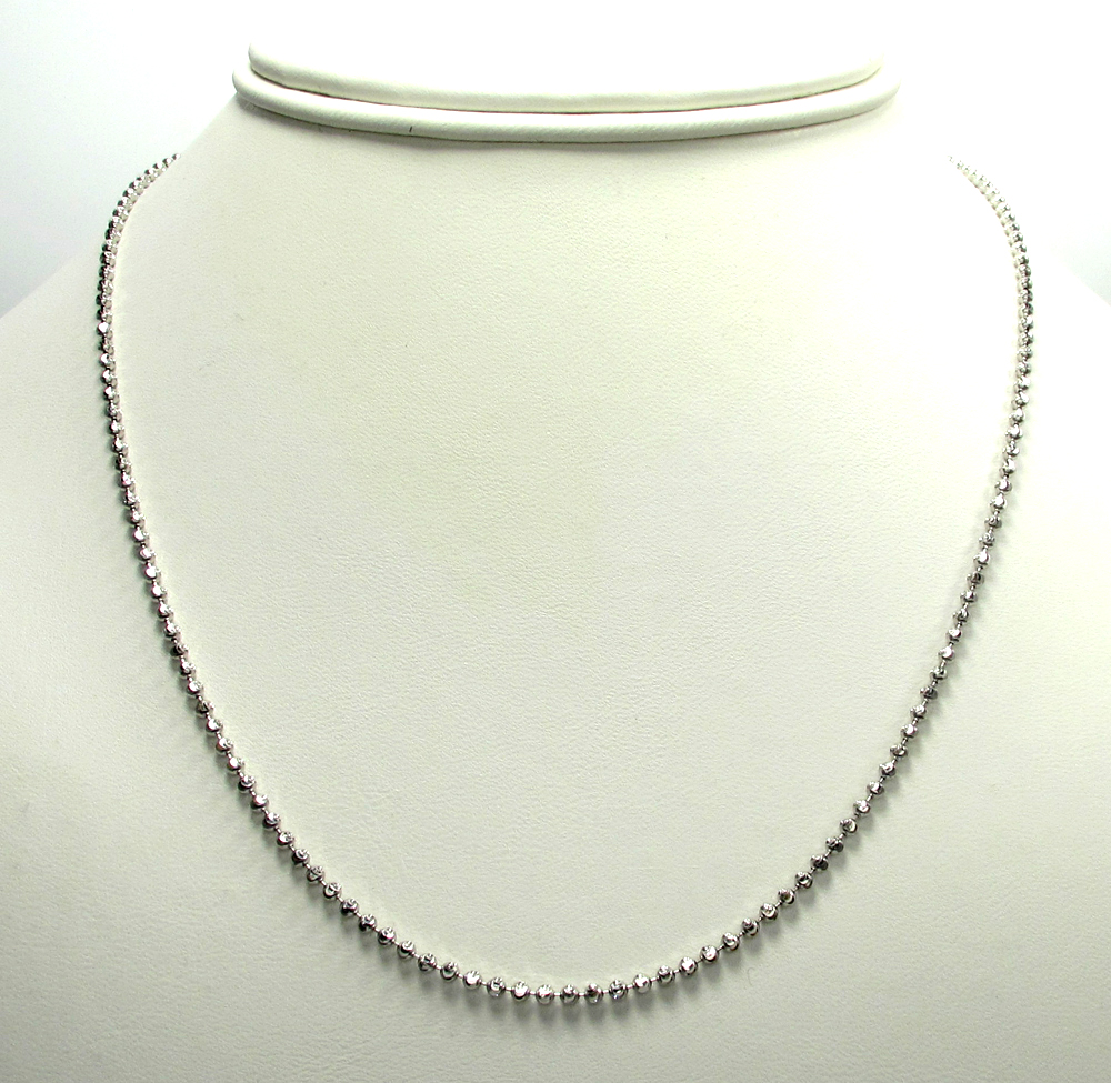 10k white gold moon cut skinny bead link chain 16-26 inch 2.0mm