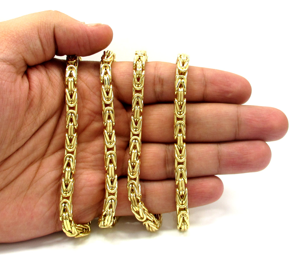 10k yellow gold byzantine chain 24-30 inch 5.8mm