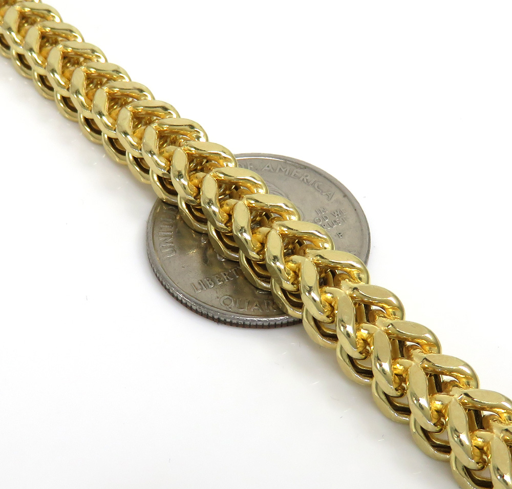 10k yellow gold wide franco bracelet 8.50 inch 7mm