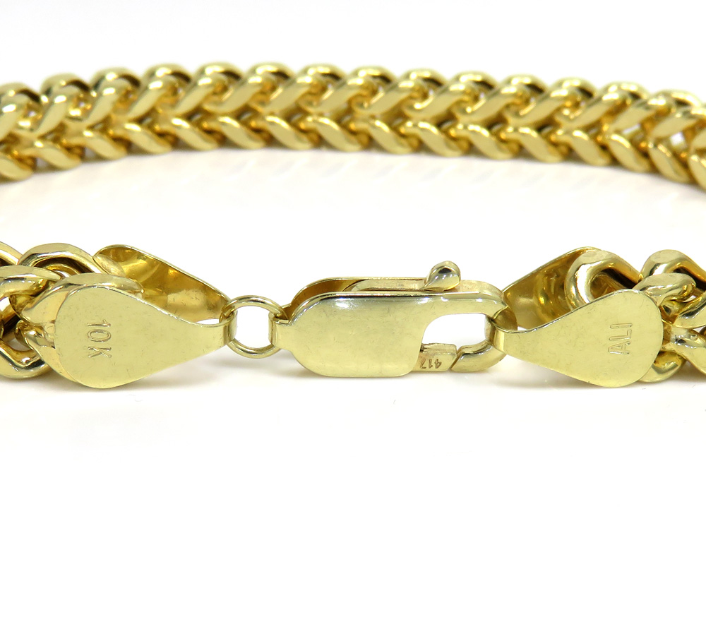 7mm Diamond Cut Franco Bracelet, 14K Yellow Gold, Proclamation Jewelry 8 Inches / Lion Snake & Diamond Clasp