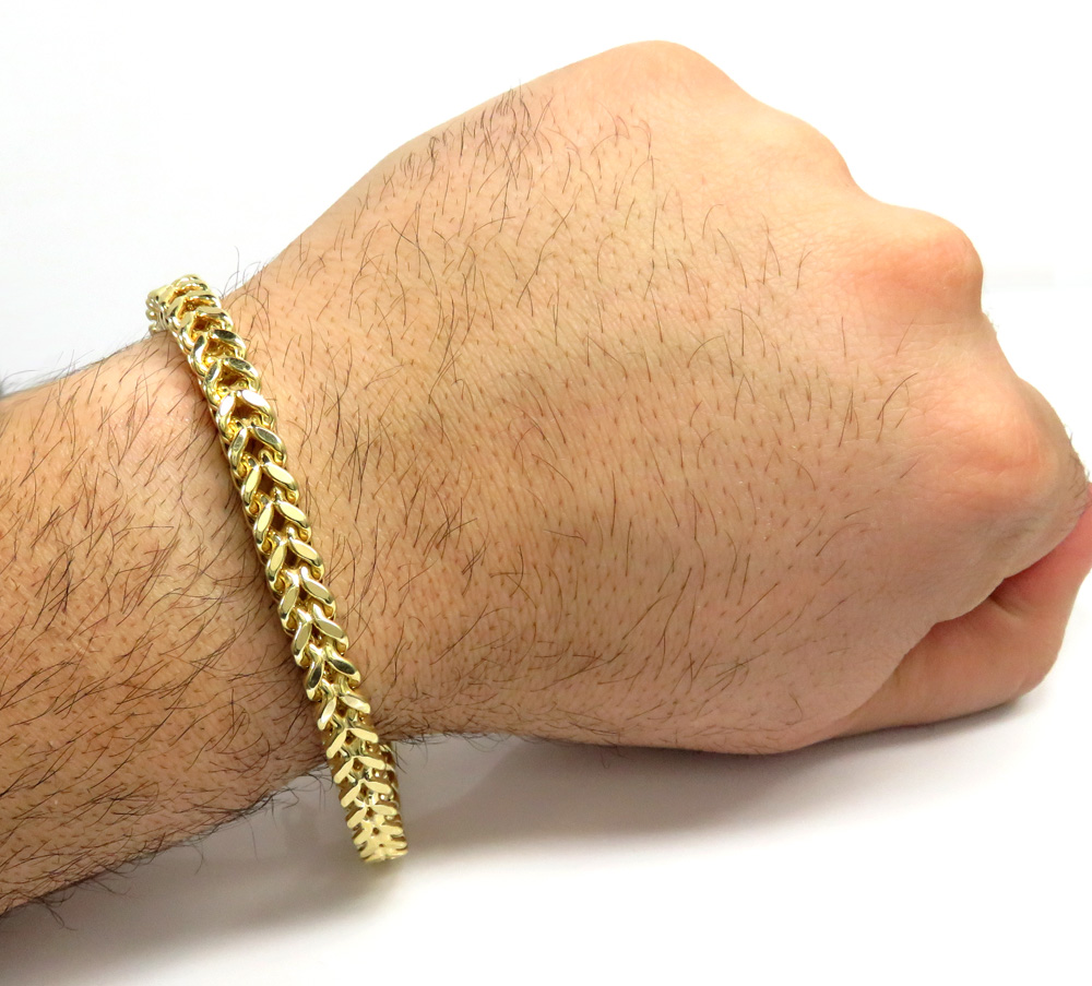 10k yellow gold wide franco bracelet 8.50 inch 7mm - Image 4