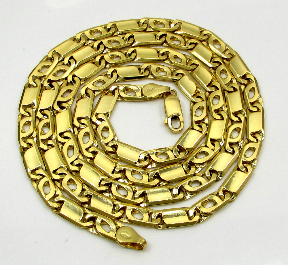 10k yellow gold solid tiger eye chain 22-26inch 5mm 