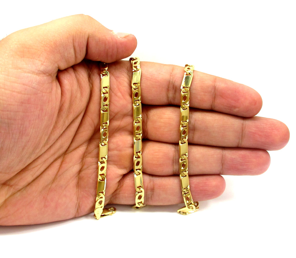 10k yellow gold solid tiger eye chain 22-26inch 5mm 