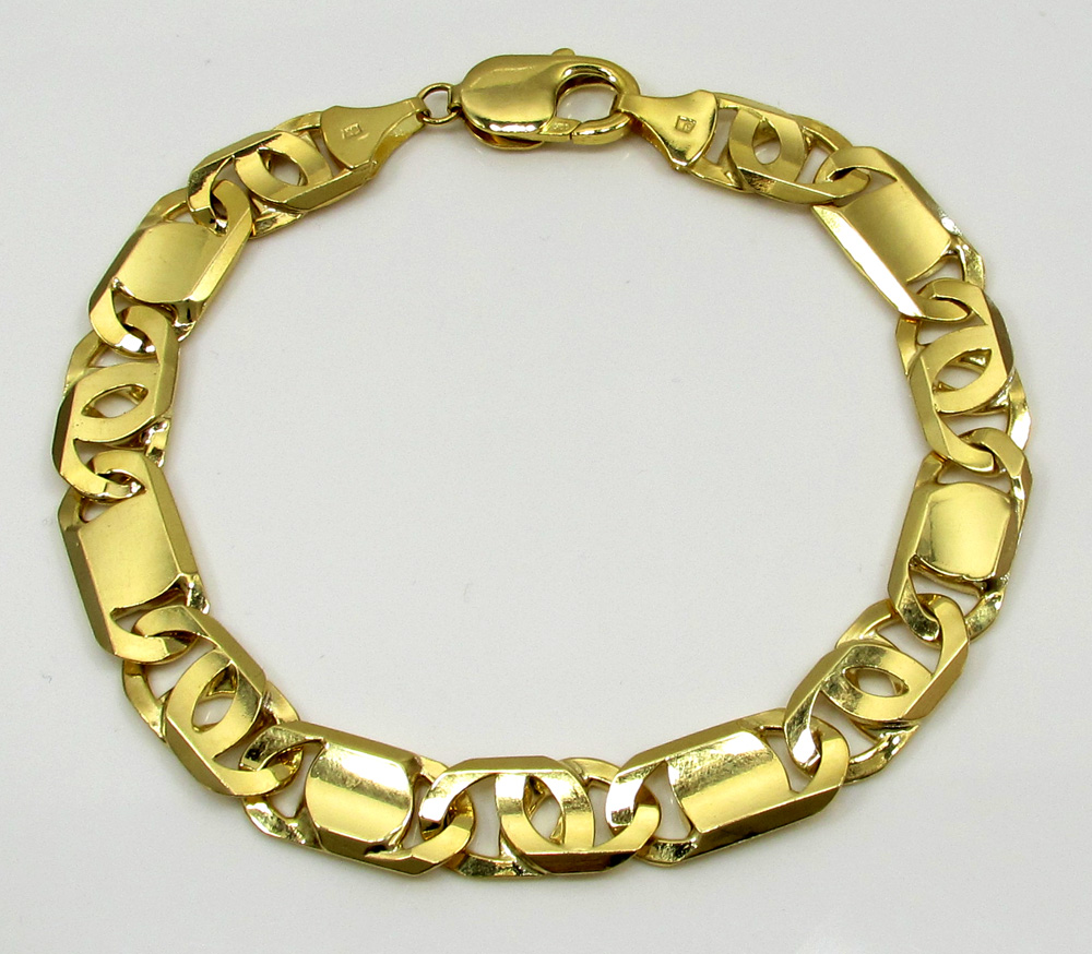 10k yellow gold thick solid tiger eye bracelet 8.75