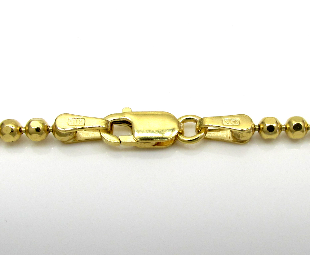 10k yellow gold hexagon bead link chain 20-30 inch 2.3mm - Image 3