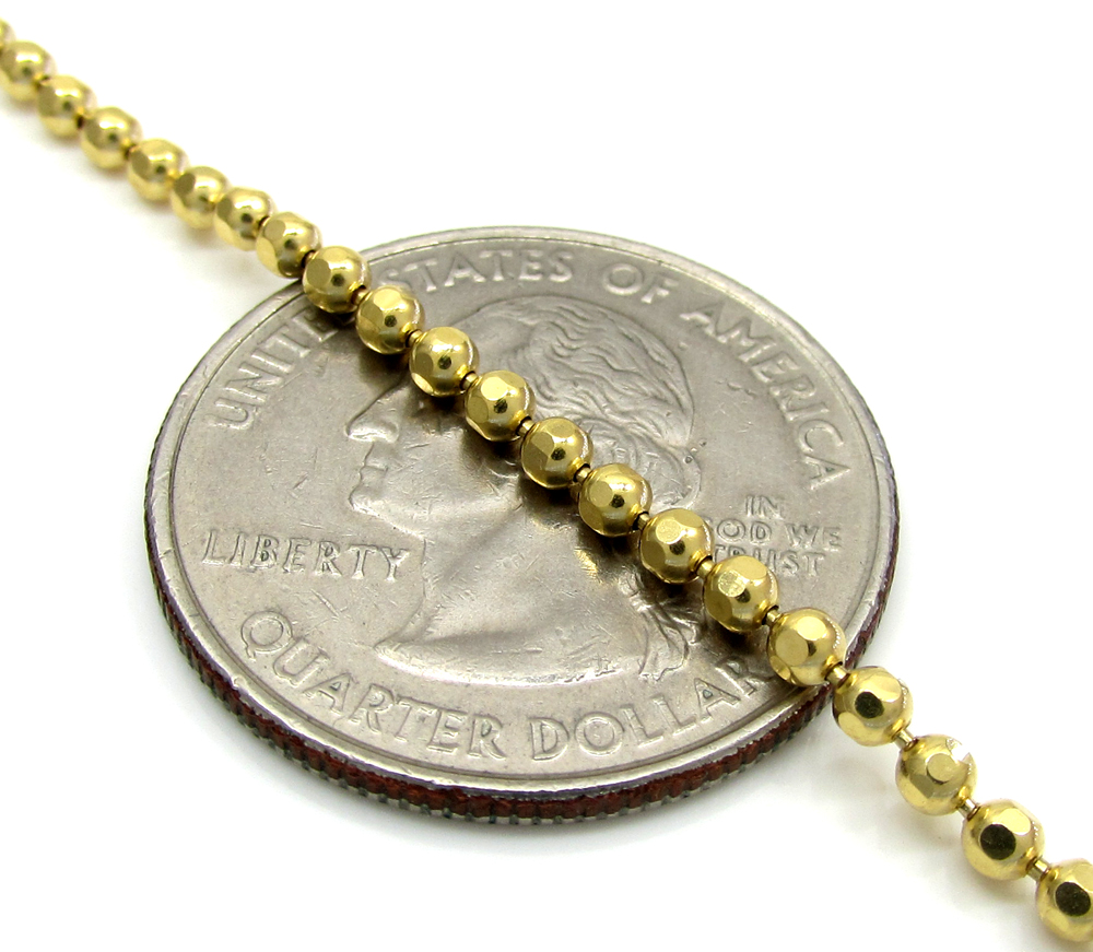 10k yellow gold hexagon bead link chain 20-30 inch 2.3mm