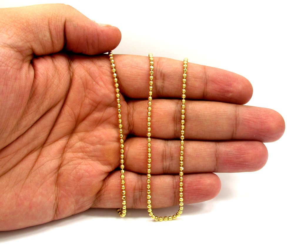 10k yellow gold hexagon bead link chain 20-30 inch 2.3mm