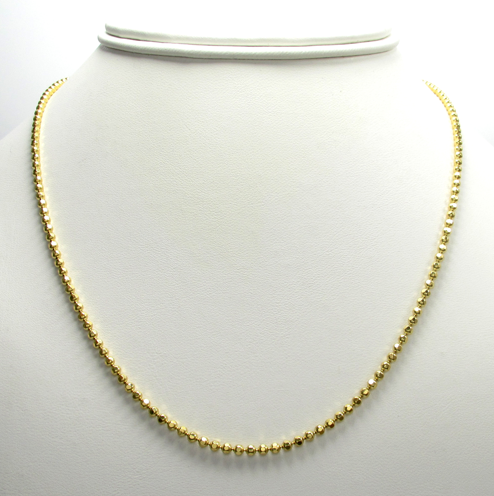 10k yellow gold hexagon bead link chain 20-30 inch 2.3mm
