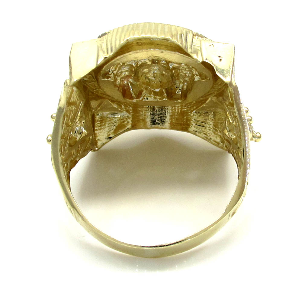 10k yellow gold large medusa head ring .20ct - Image 4