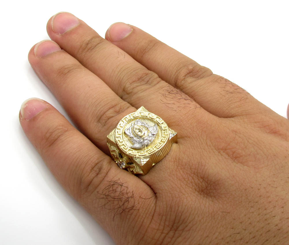 10k yellow gold large medusa head ring .20ct - Image 5