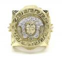 10k yellow gold large medusa head ring .20ct