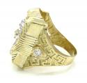 10k yellow gold large medusa head ring .20ct