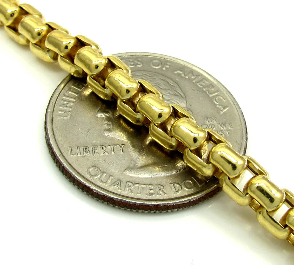 10k yellow gold skinny venetian box bracelet 8 inch 5mm