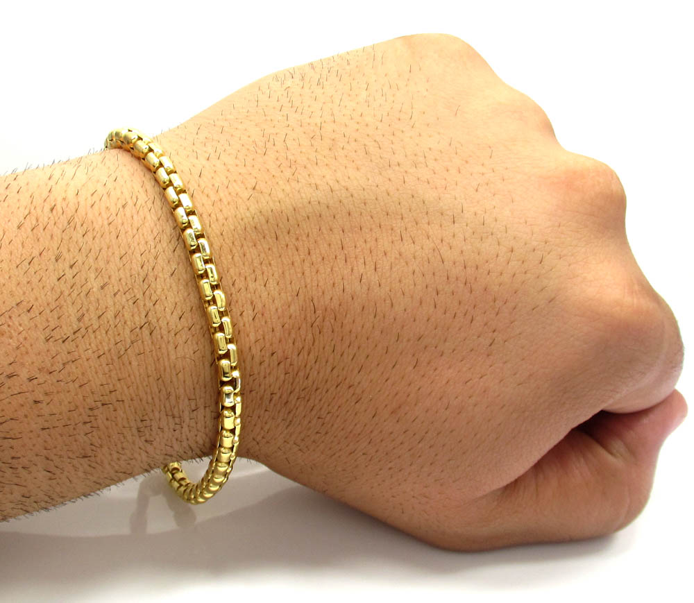 10k yellow gold skinny venetian box bracelet 8 inch 5mm - Image 5